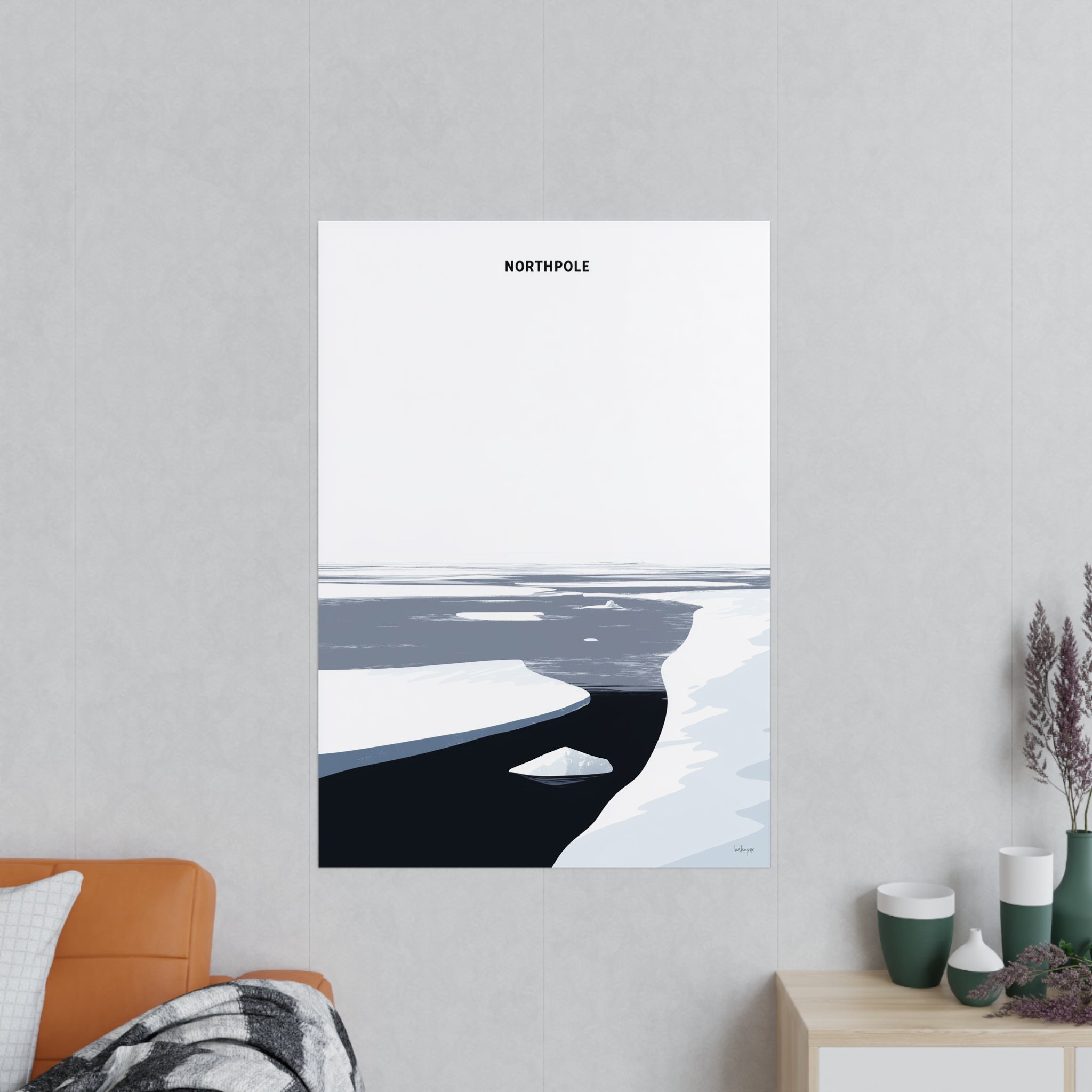 Minimalistisches Nordpol Reiseposter - Arktische Eislandschaft in 4 Größen