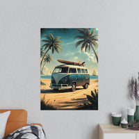 Retro Surfer VW Bully Poster - Strandurlaub und Abenteuer - Poster bei HappyHugPixels