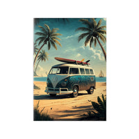 Retro Surfer VW Bully Poster - Strandurlaub und Abenteuer - Poster bei HappyHugPixels