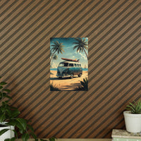 Retro Surfer VW Bully Poster - Strandurlaub und Abenteuer - Poster bei HappyHugPixels