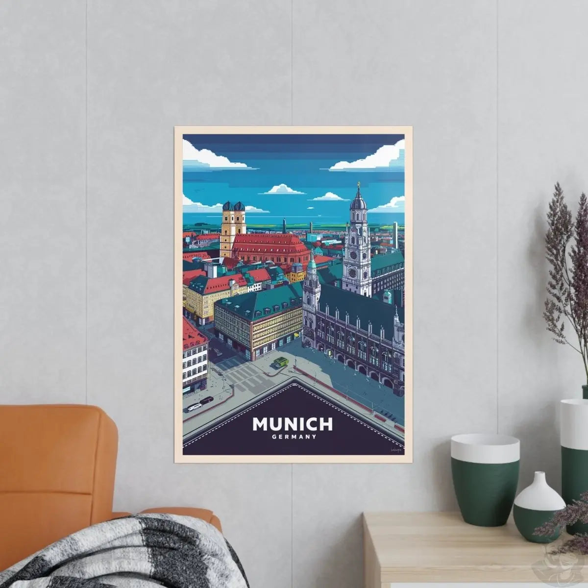München Poster - 8 - bit Retro Reiseplakat Deutschland Wanddeko - Poster bei HappyHugPixels