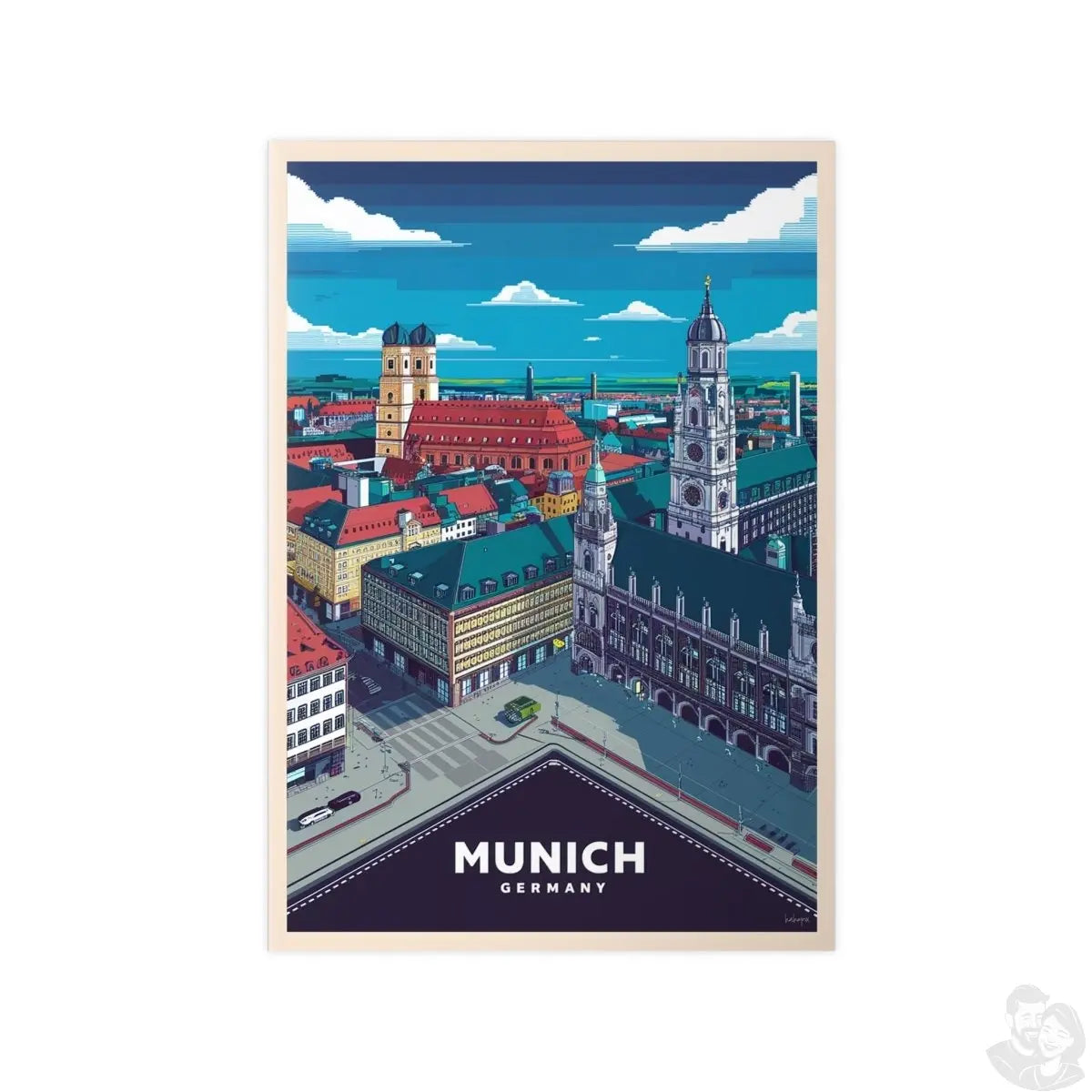 München Poster - 8 - bit Retro Reiseplakat Deutschland Wanddeko - Poster bei HappyHugPixels