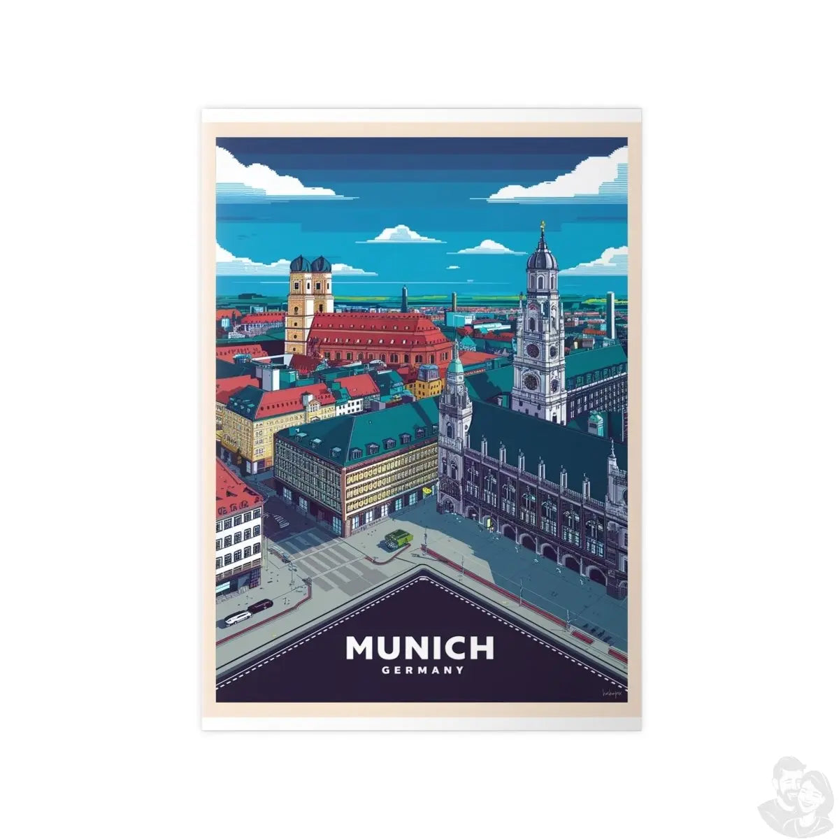 München Poster - 8 - bit Retro Reiseplakat Deutschland Wanddeko - Poster bei HappyHugPixels