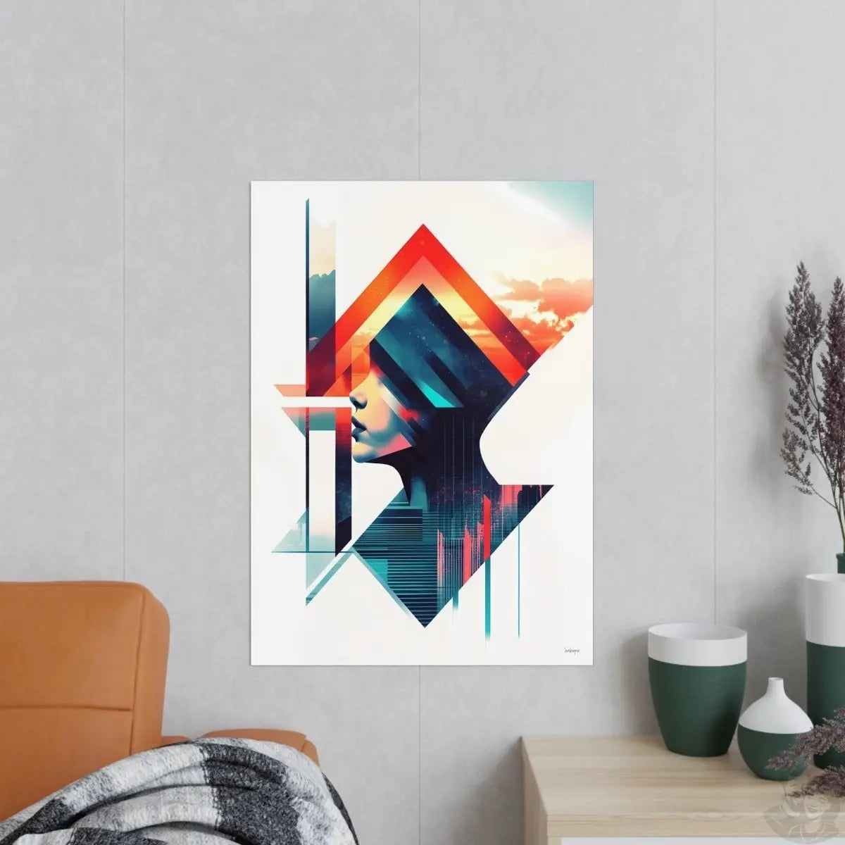 Abstrakte Frauenkunst Poster – Urbanes Design mit futuristischer Ästhetik - Poster bei HappyHugPixels