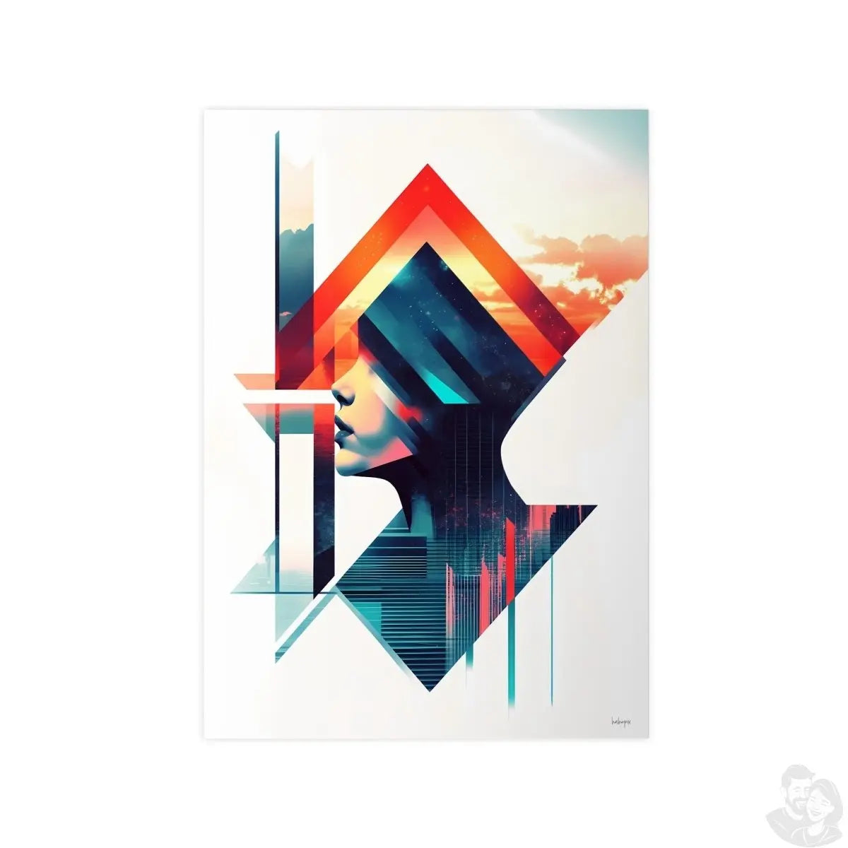 Abstrakte Frauenkunst Poster – Urbanes Design mit futuristischer Ästhetik - Poster bei HappyHugPixels