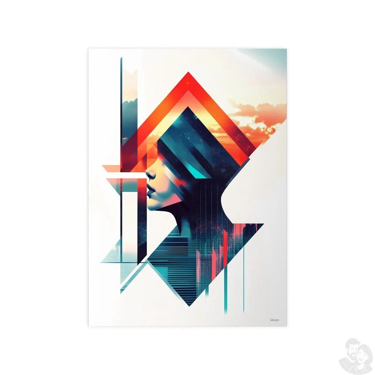 Abstrakte Frauenkunst Poster – Urbanes Design mit futuristischer Ästhetik - Poster bei HappyHugPixels