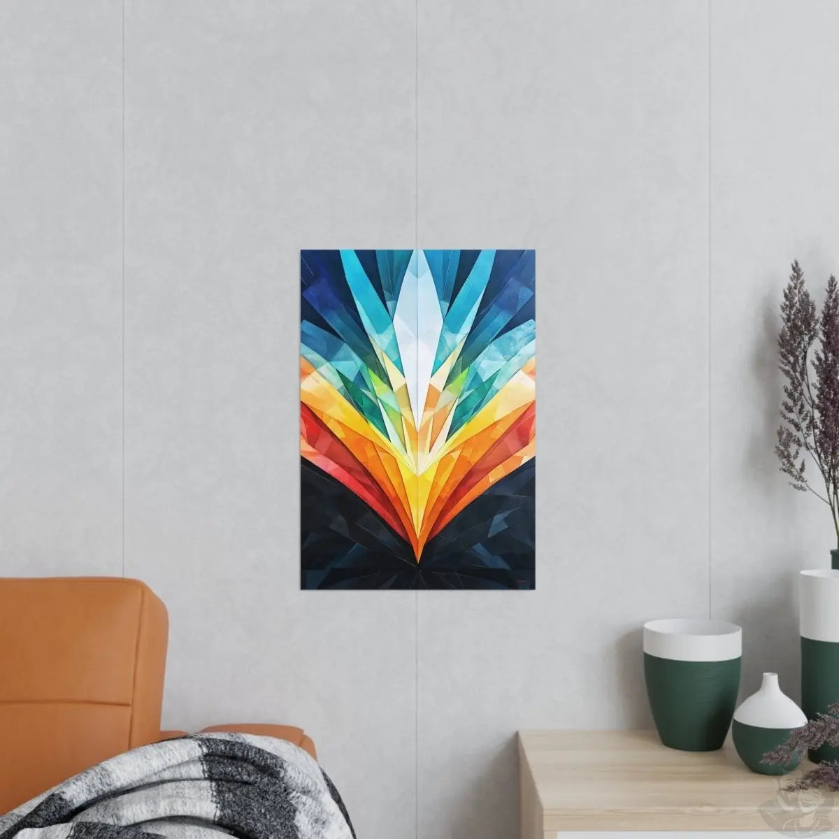 Abstraktes Kunstposter – Geometrische Farbexplosion für moderne Räume - Poster bei HappyHugPixels