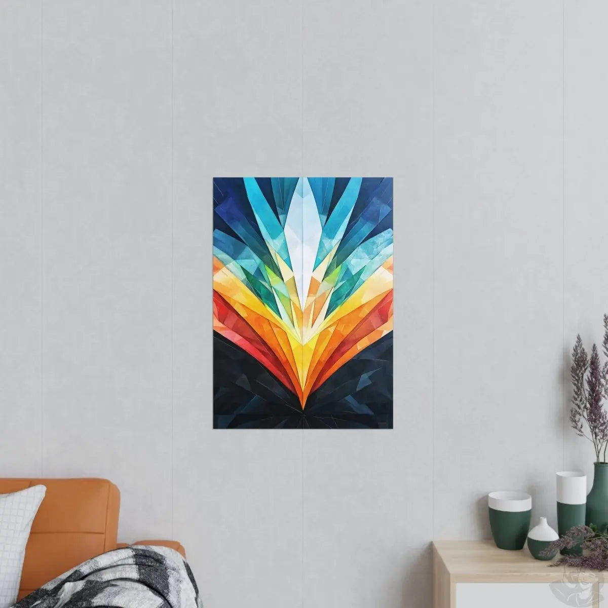 Abstraktes Kunstposter – Geometrische Farbexplosion für moderne Räume - Poster bei HappyHugPixels