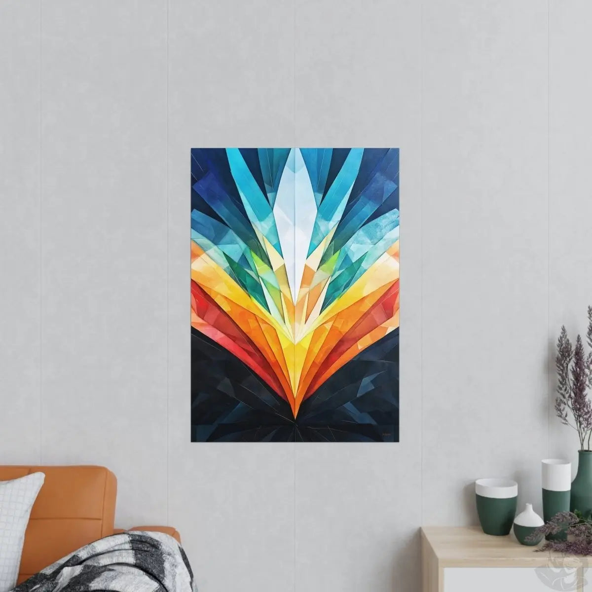 Abstraktes Kunstposter – Geometrische Farbexplosion für moderne Räume - Poster bei HappyHugPixels
