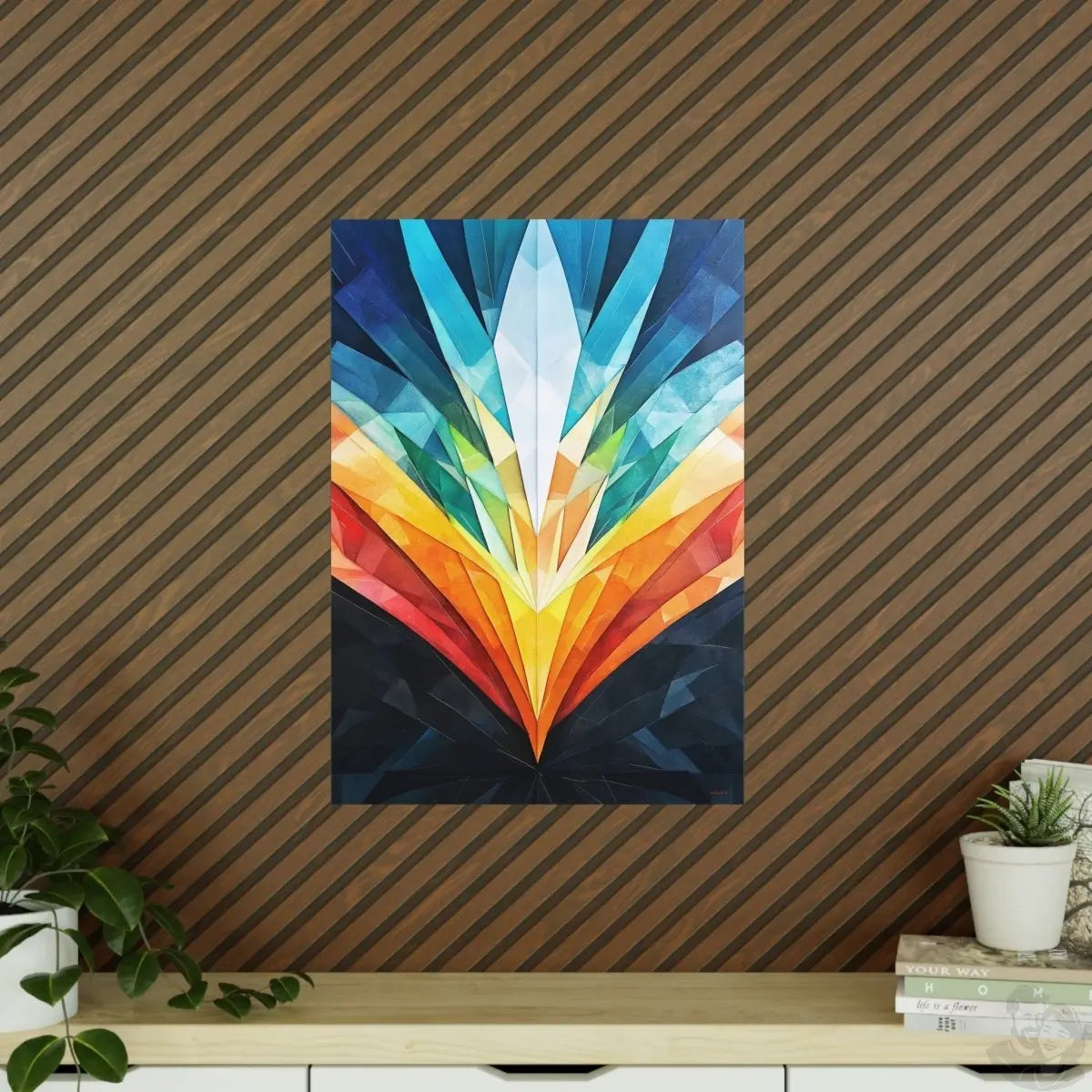 Abstraktes Kunstposter – Geometrische Farbexplosion für moderne Räume - Poster bei HappyHugPixels