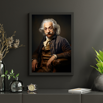 Albert Einstein Portrait - Renaissance Stil auf Leinwand - Prints bei HappyHugPixels