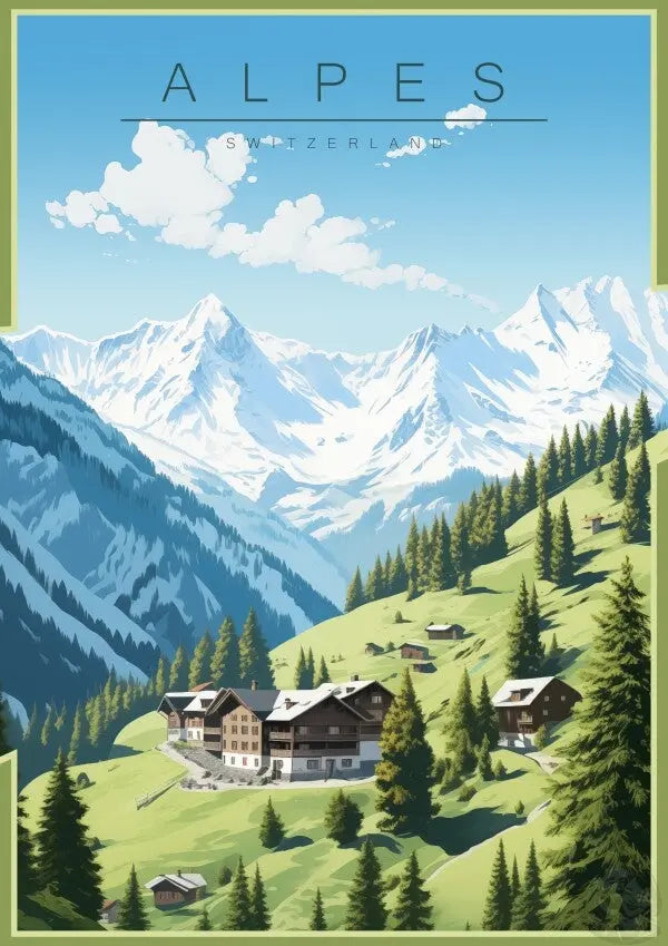 Alpen Poster - Eleganz der Alpen – Schweizer Berglandschaft Poster