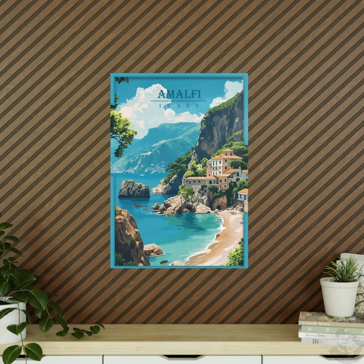 Amalfi Travel Poster – Traumhafte Küstenlandschaft - Poster bei HappyHugPixels