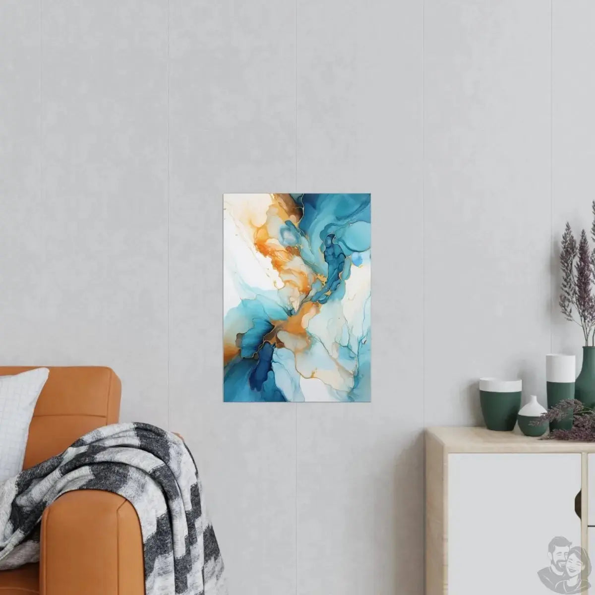 Aqua Gold abstraktes Luxus Kunstposter - Ozeanische Träume merchOne