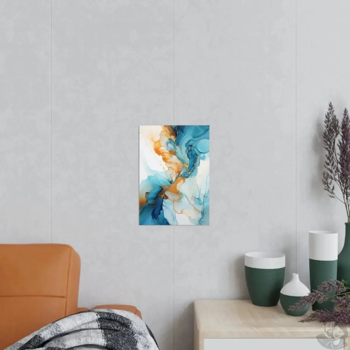 Aqua Gold abstraktes Luxus Kunstposter - Ozeanische Träume merchOne