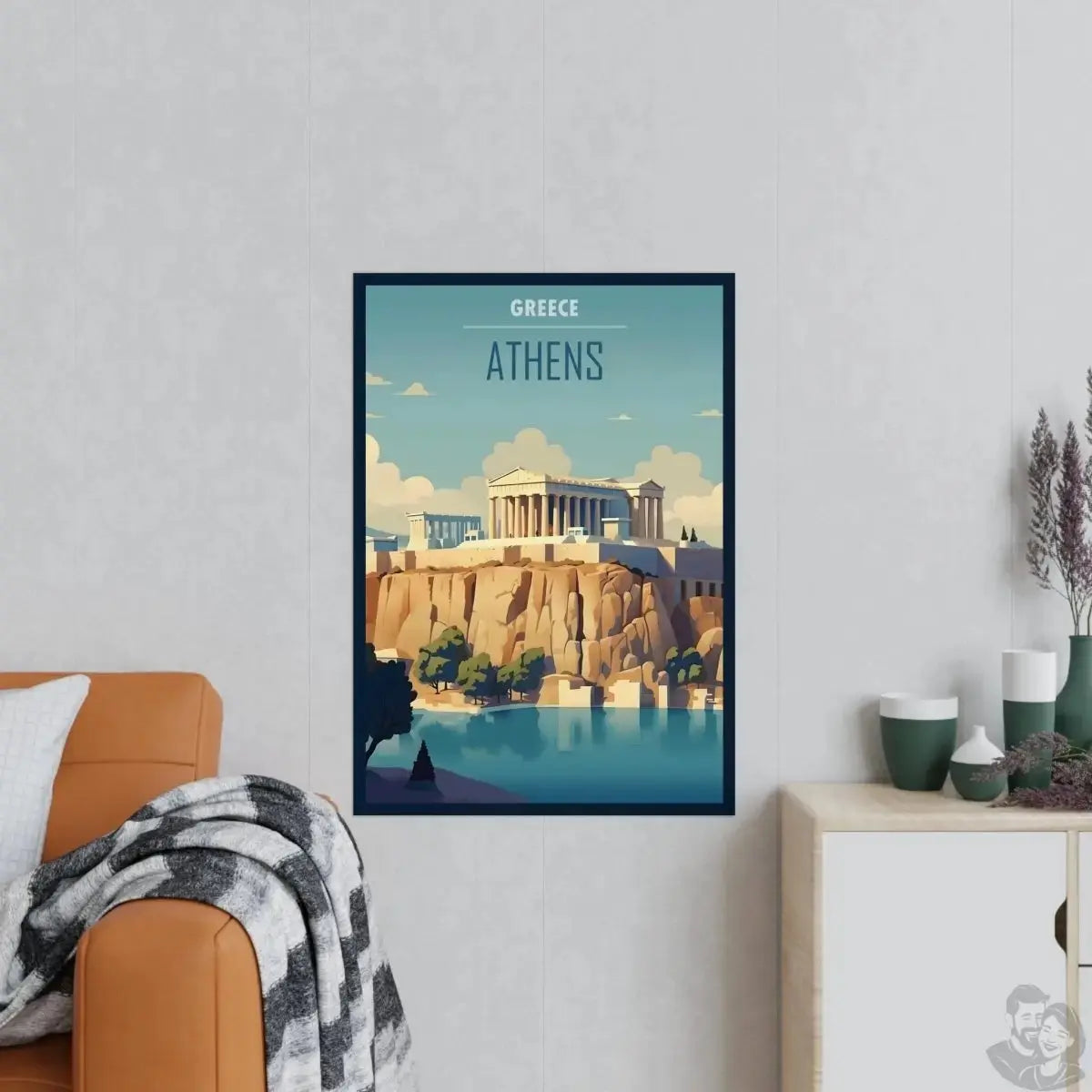 Athen Poster - Eindrucksvolle Akropolis-Illustration in Sonnenfarben merchOne
