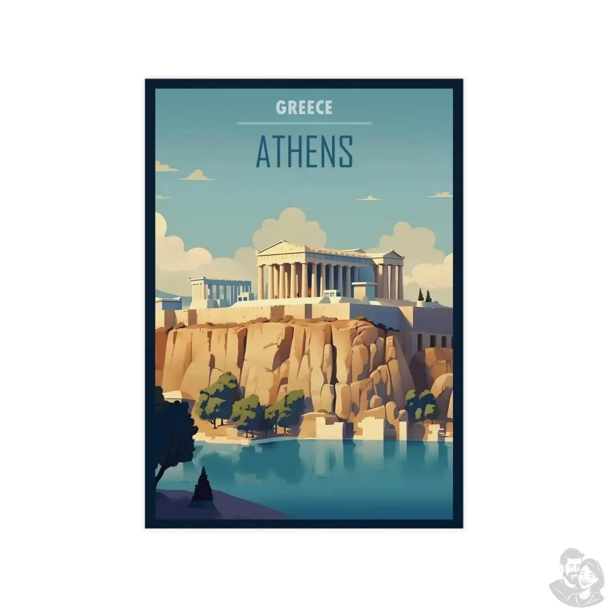 Athen Poster - Eindrucksvolle Akropolis-Illustration in Sonnenfarben merchOne
