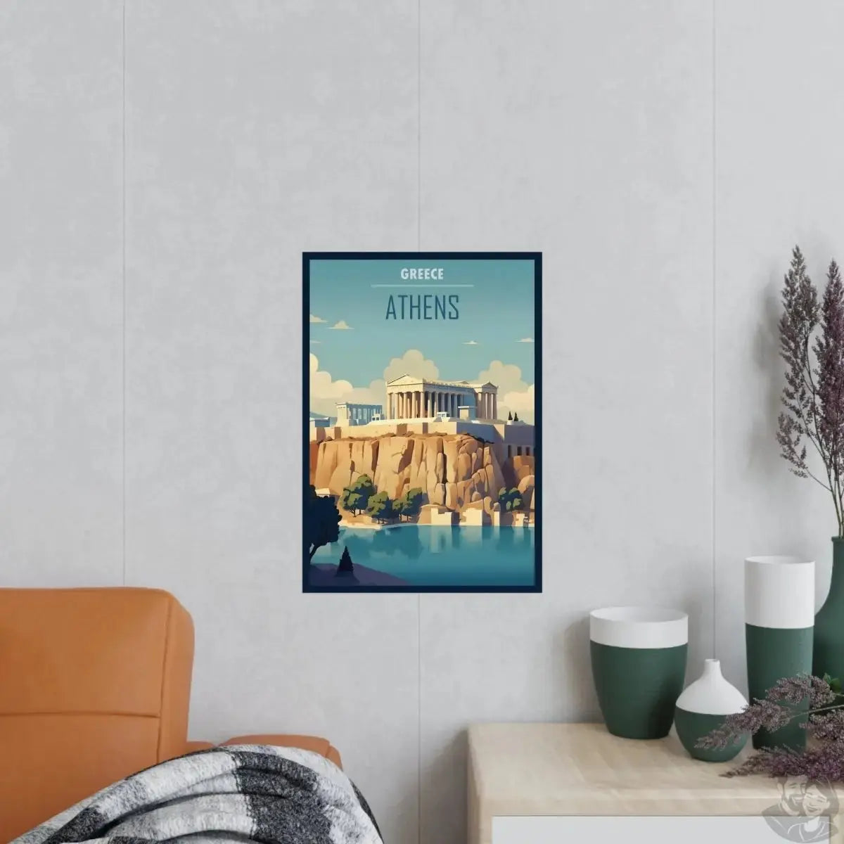 Athen Poster - Eindrucksvolle Akropolis-Illustration in Sonnenfarben merchOne