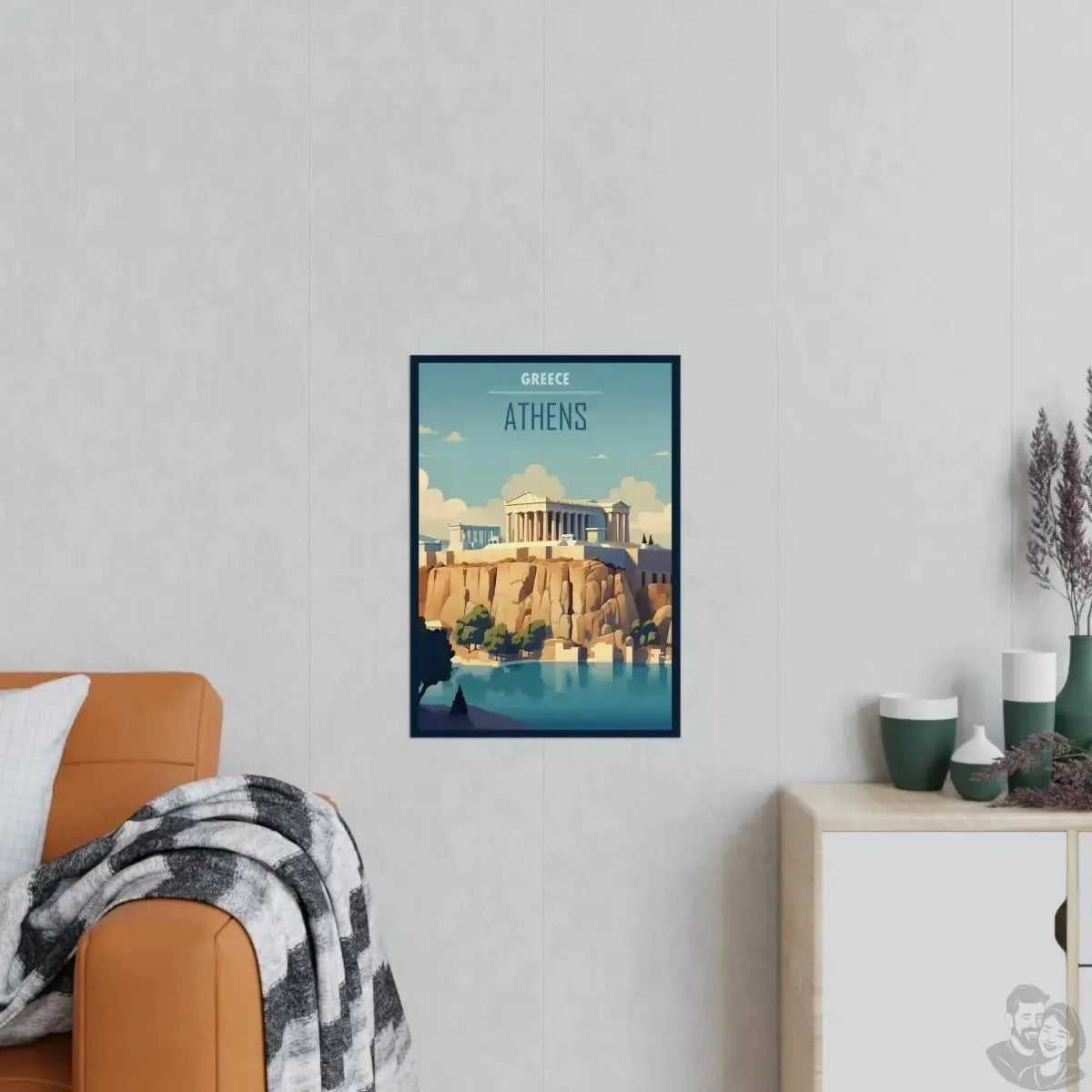 Athen Poster - Eindrucksvolle Akropolis-Illustration in Sonnenfarben merchOne