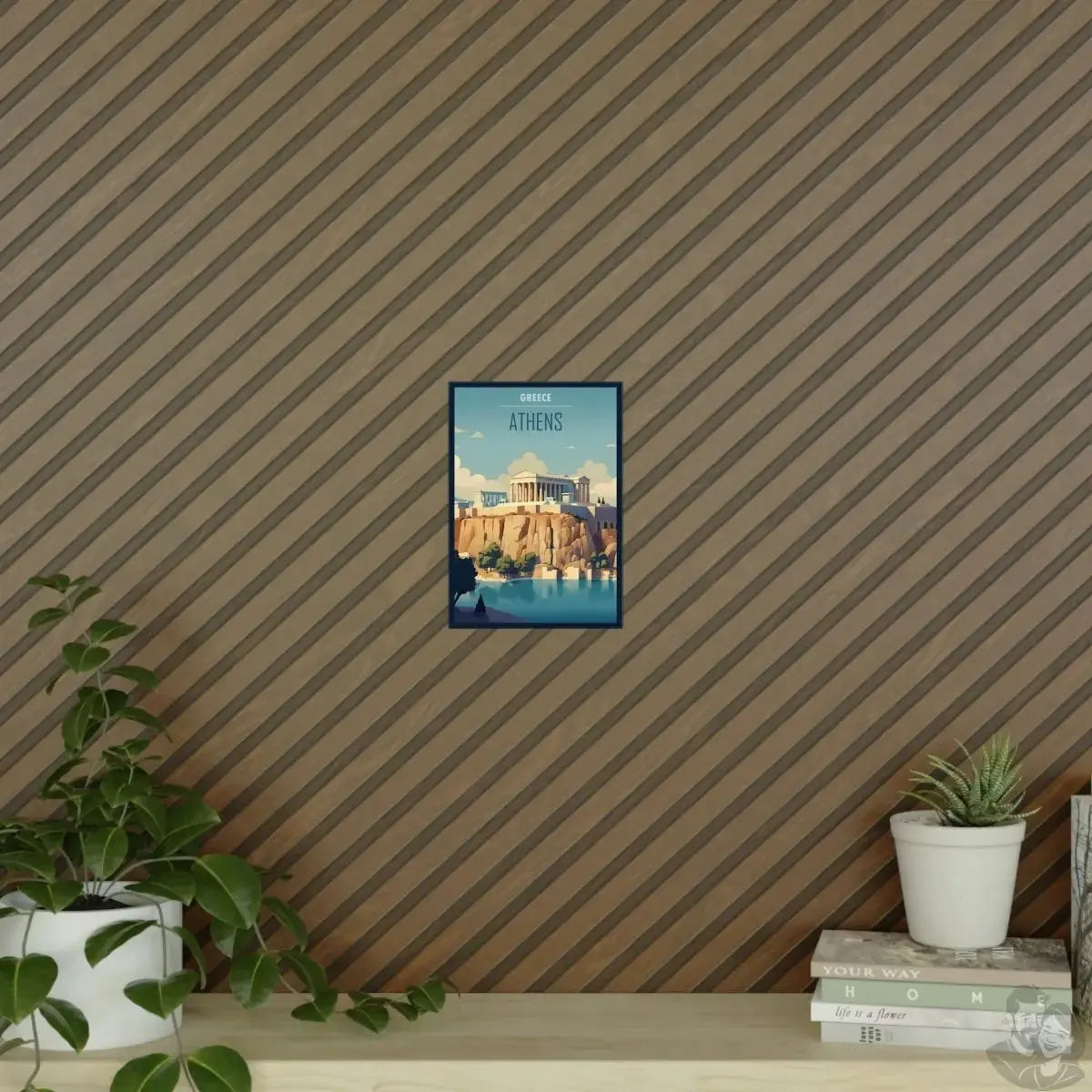 Athen Poster - Eindrucksvolle Akropolis-Illustration in Sonnenfarben merchOne