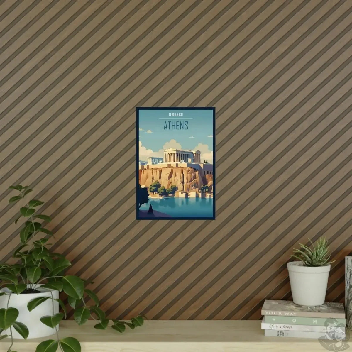 Athen Poster - Eindrucksvolle Akropolis-Illustration in Sonnenfarben merchOne