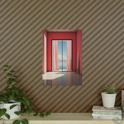 Ausblick in Scharlach Poster - Elegantes Fensterblick-Kunstposter merchOne