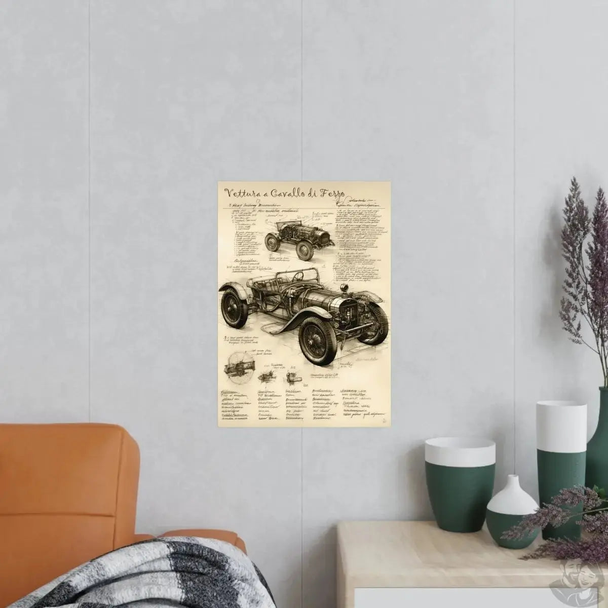 Auto Leonardo Da Vinci Poster - Vettura a Cavallo di Ferro - KI Kunst merchOne