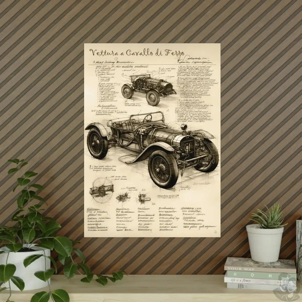 Auto Leonardo Da Vinci Poster - Vettura a Cavallo di Ferro - KI Kunst merchOne