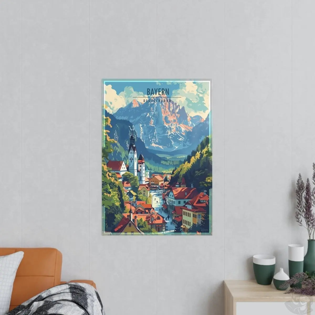 Bayern Poster – Majestätische Alpen und malerische Architektur - Poster bei HappyHugPixels