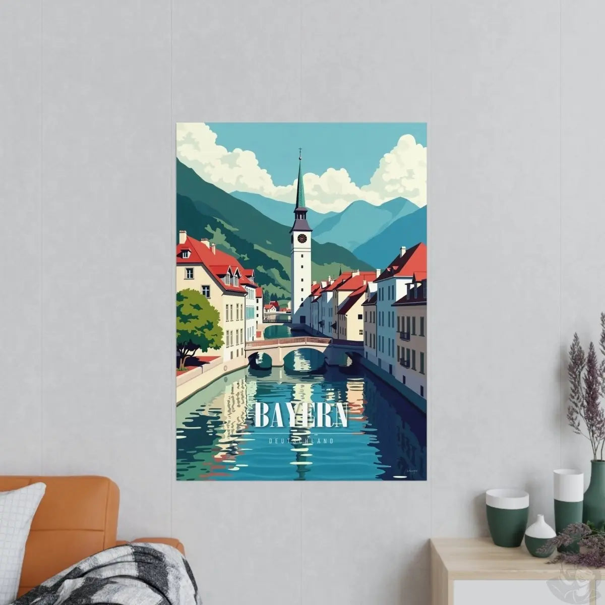 Bayern Reiseposter - Idyllische Alpenstadt auf Premium - Fotopapier - Poster bei HappyHugPixels