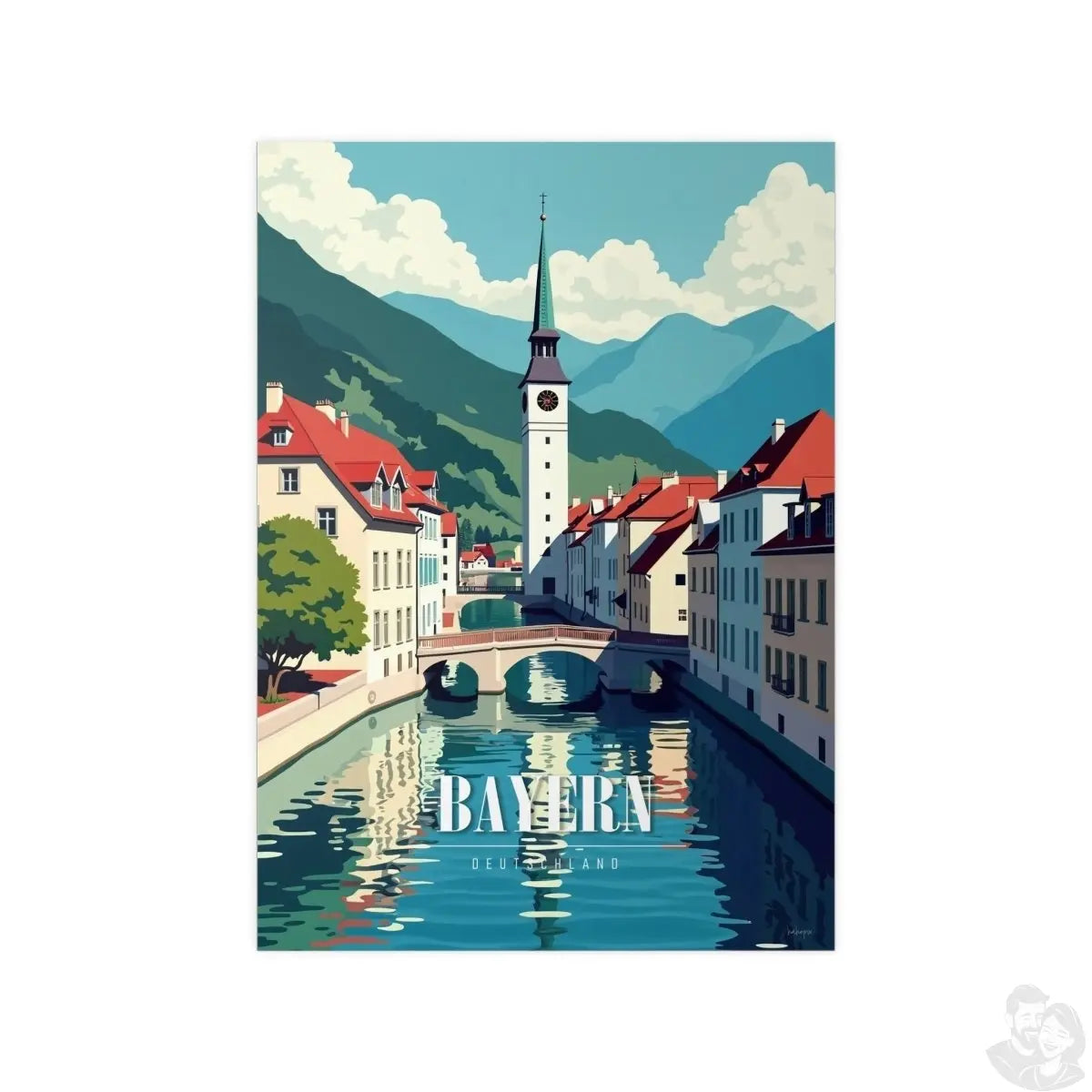 Bayern Reiseposter - Idyllische Alpenstadt auf Premium - Fotopapier - Poster bei HappyHugPixels