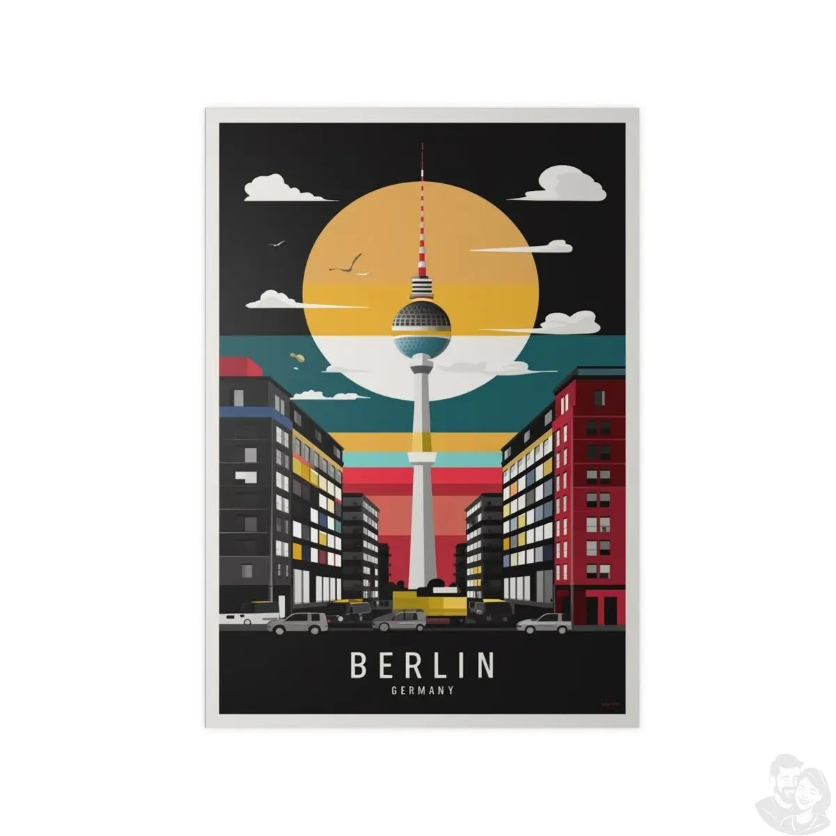 Berlin Poster Fernsehturm – Minimalistisches Travelposter von Berlin - Poster bei HappyHugPixels