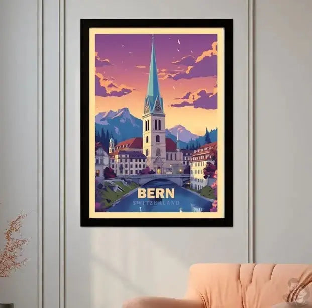 Bern Poster - Panoramablick auf die malerische Altstadt Brückenbogen merchOne