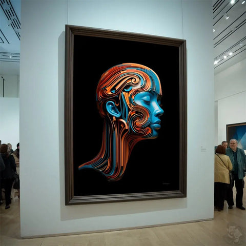 Blaues Gesicht Kunst Poster - Elegantes Kunstwerk als KI Bild - Poster bei HappyHugPixels