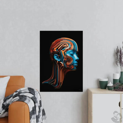 Blaues Gesicht Kunst Poster - Elegantes Kunstwerk als KI Bild merchOne