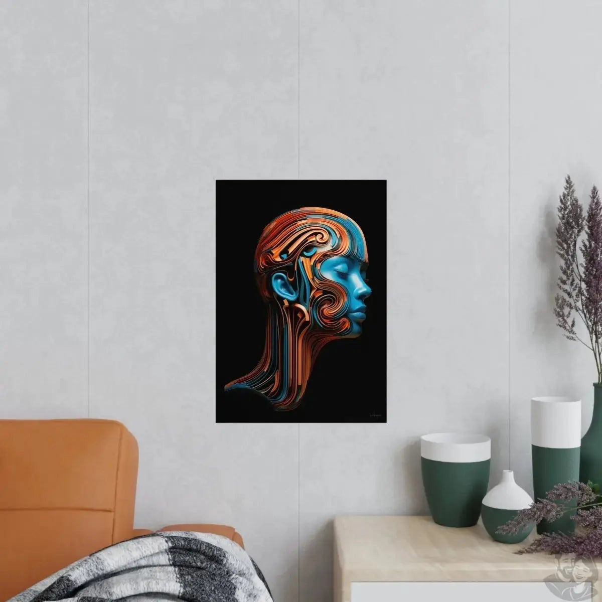 Blaues Gesicht Kunst Poster - Elegantes Kunstwerk als KI Bild merchOne