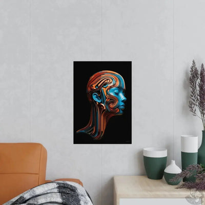 Blaues Gesicht Kunst Poster - Elegantes Kunstwerk als KI Bild merchOne