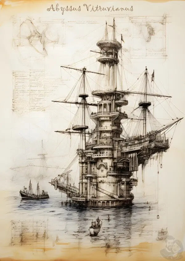 Bohrinsel daVinci Poster - KI Renaissence Illustration Adaption