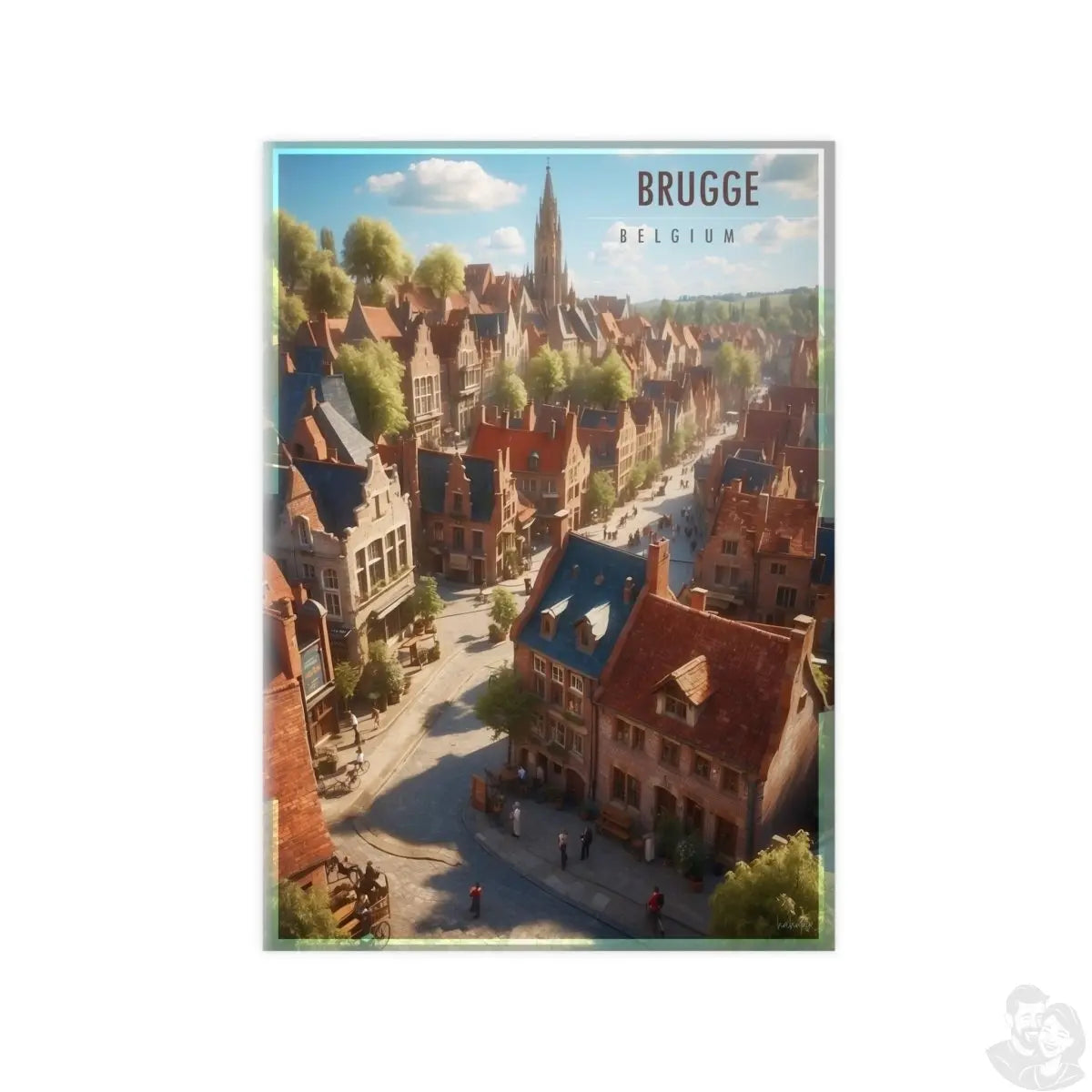 Brügge Poster in Belgien – Idyllisches Travelposter Stadtansicht - Poster bei HappyHugPixels