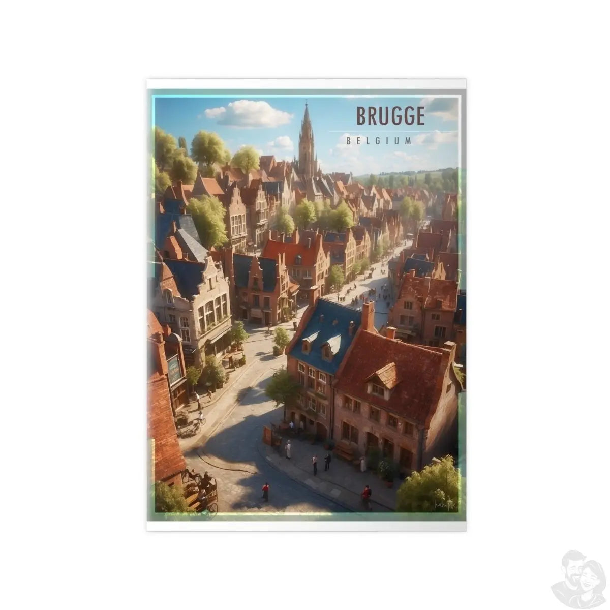 Brügge Poster in Belgien – Idyllisches Travelposter Stadtansicht - Poster bei HappyHugPixels
