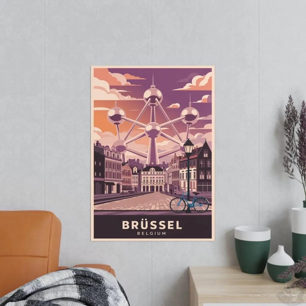 Brüssel Reiseposter - Atomium in Belgien Retro - Stil - Poster bei HappyHugPixels