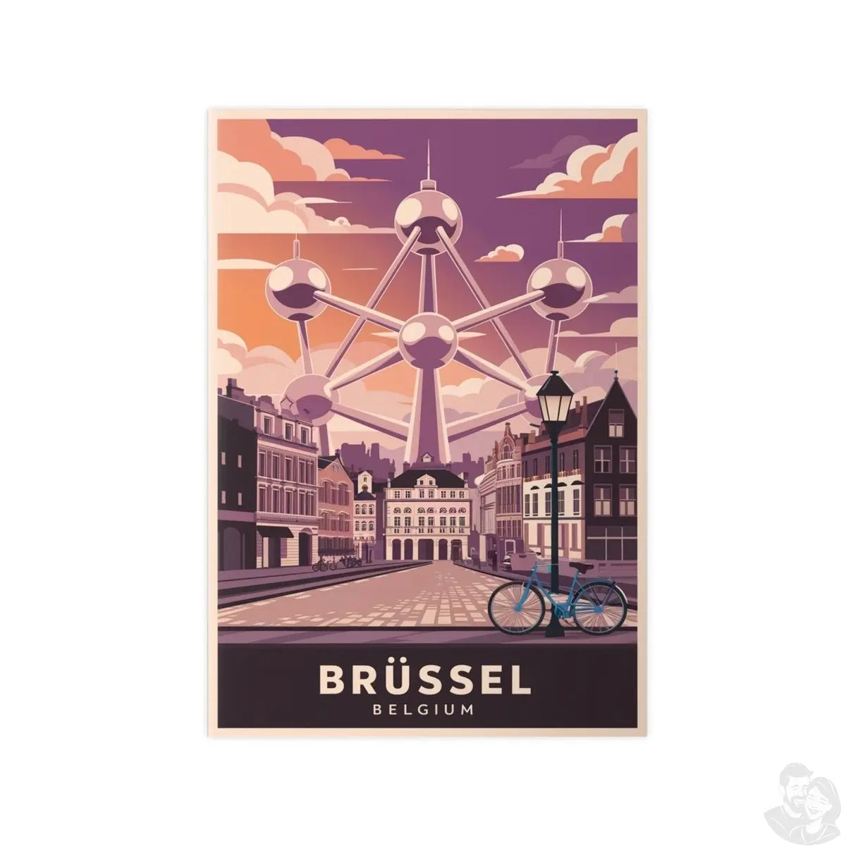 Brüssel Reiseposter - Atomium in Belgien Retro - Stil - Poster bei HappyHugPixels
