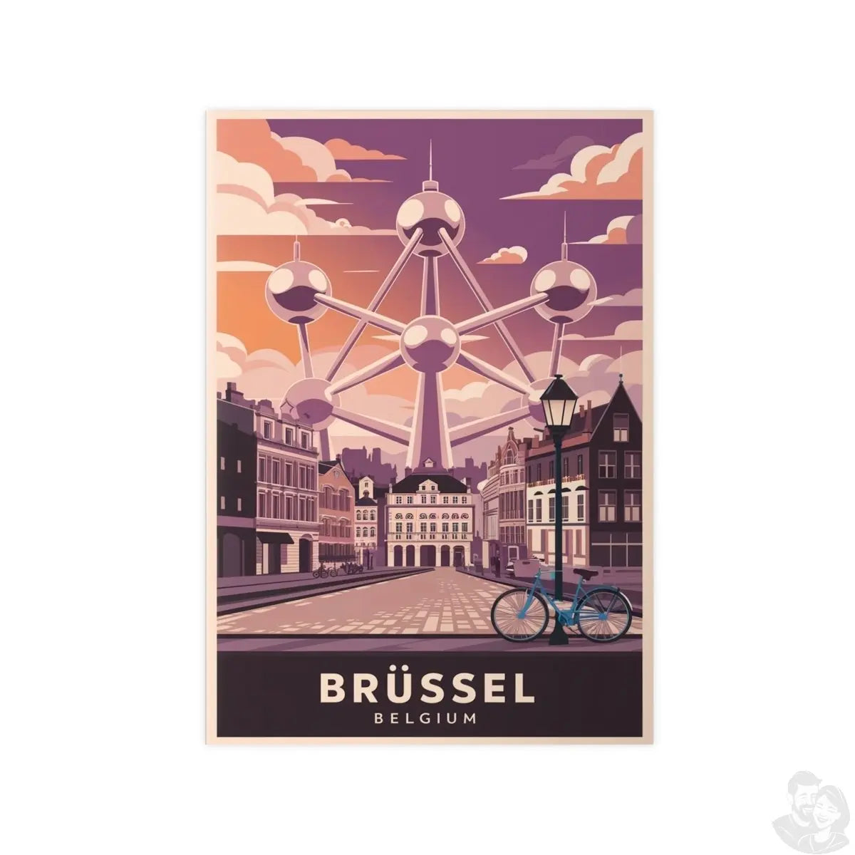 Brüssel Reiseposter - Atomium in Belgien Retro - Stil - Poster bei HappyHugPixels