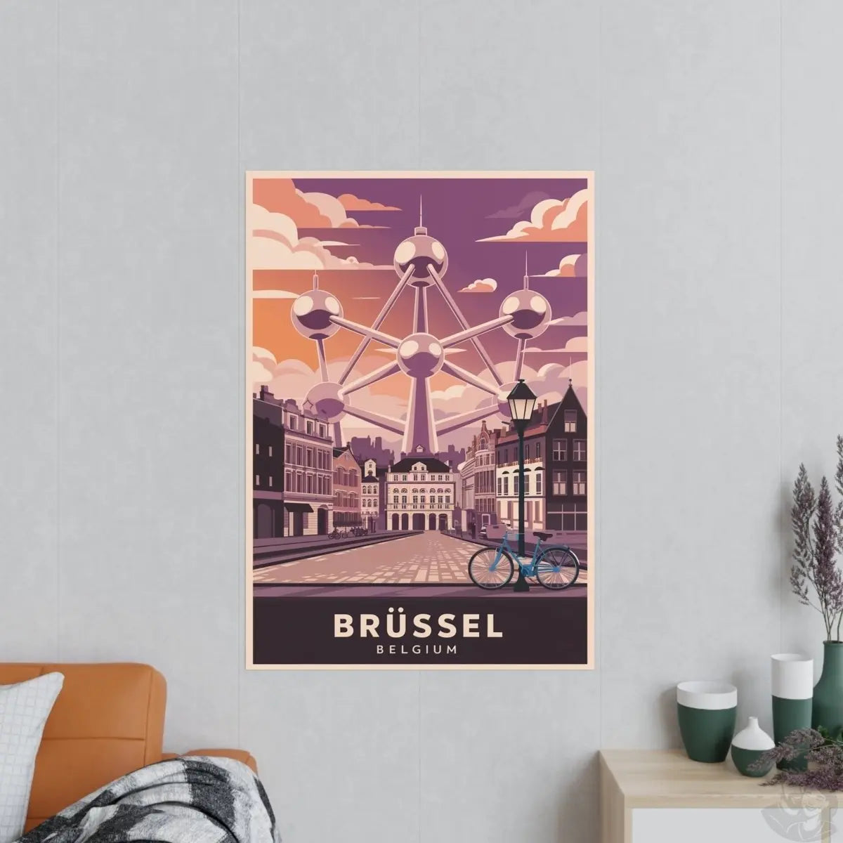 Brüssel Reiseposter - Atomium in Belgien Retro - Stil - Poster bei HappyHugPixels