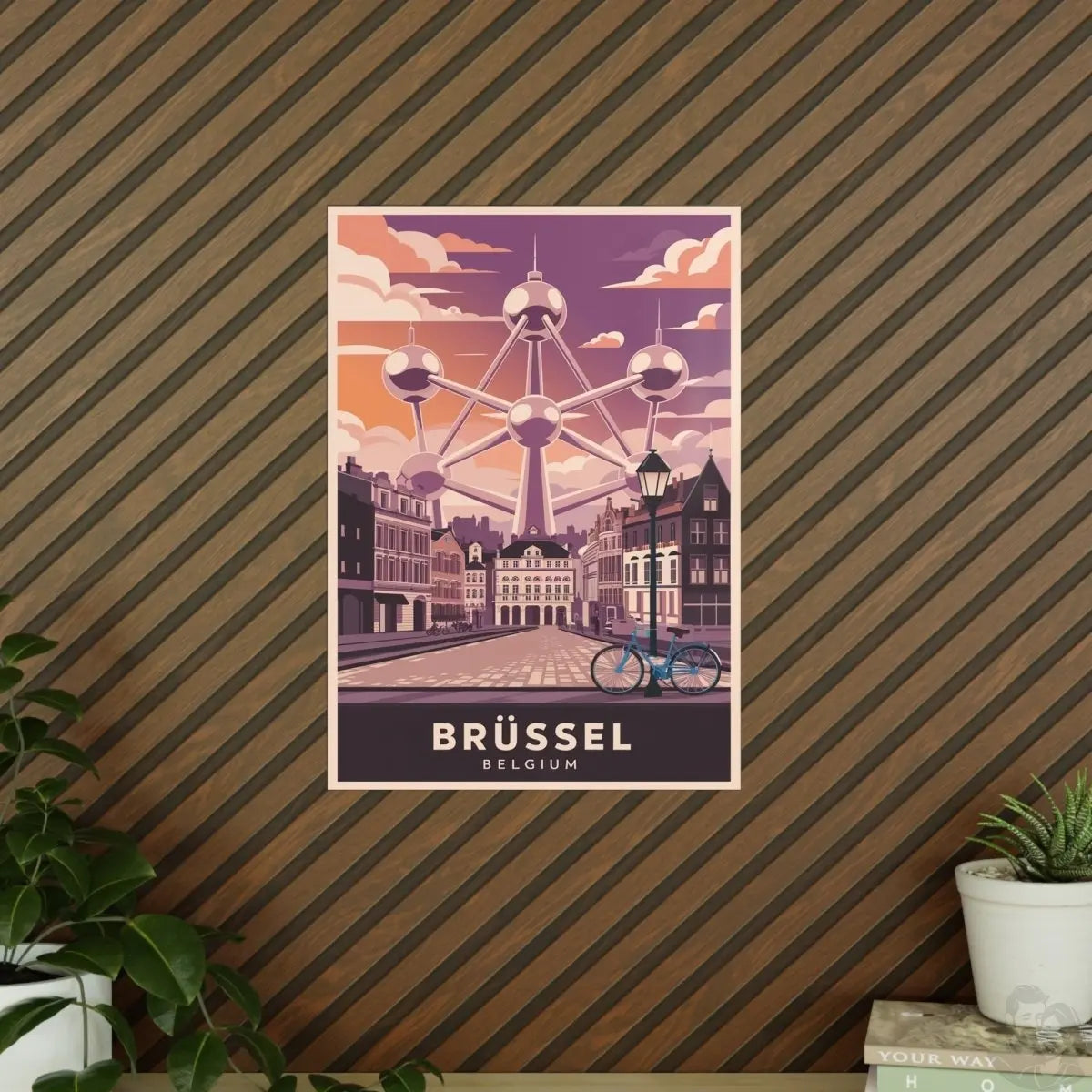 Brüssel Reiseposter - Atomium in Belgien Retro - Stil - Poster bei HappyHugPixels