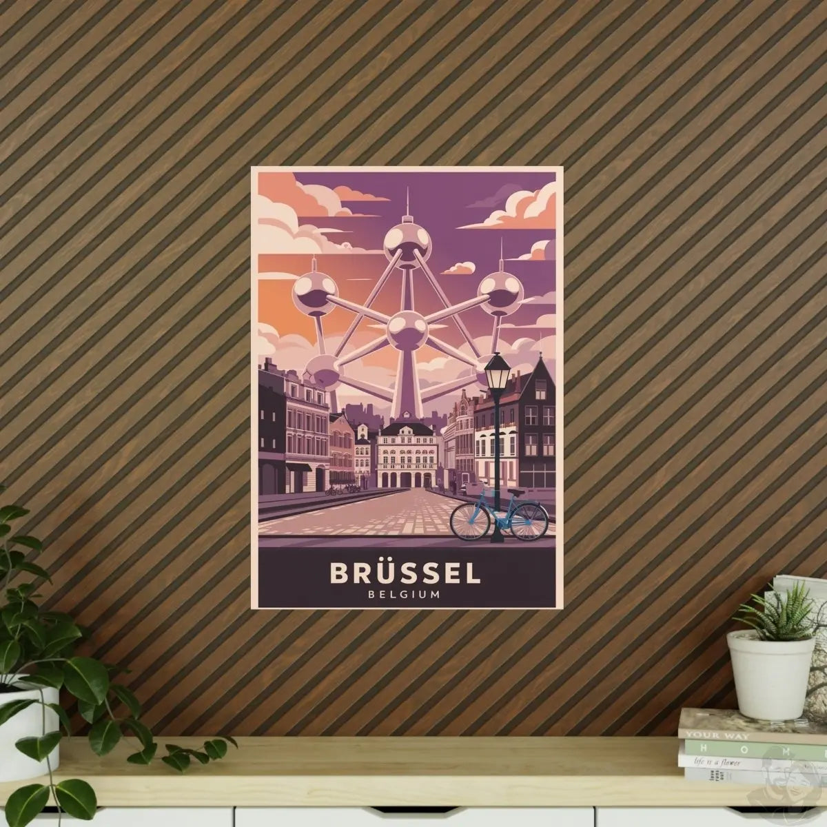 Brüssel Reiseposter - Atomium in Belgien Retro - Stil - Poster bei HappyHugPixels