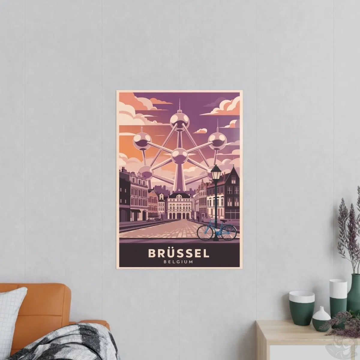 Brüssel Reiseposter - Atomium in Belgien Retro - Stil - Poster bei HappyHugPixels