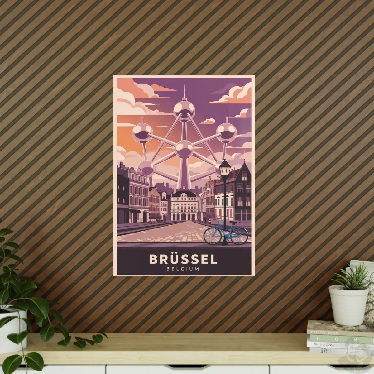 Brüssel Reiseposter - Atomium in Belgien Retro - Stil - Poster bei HappyHugPixels
