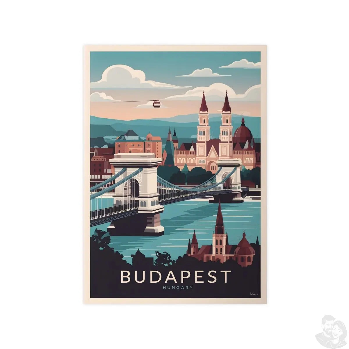 Budapest Reiseposter - Ungarische Hauptstadt Kunstdruck - Poster bei HappyHugPixels