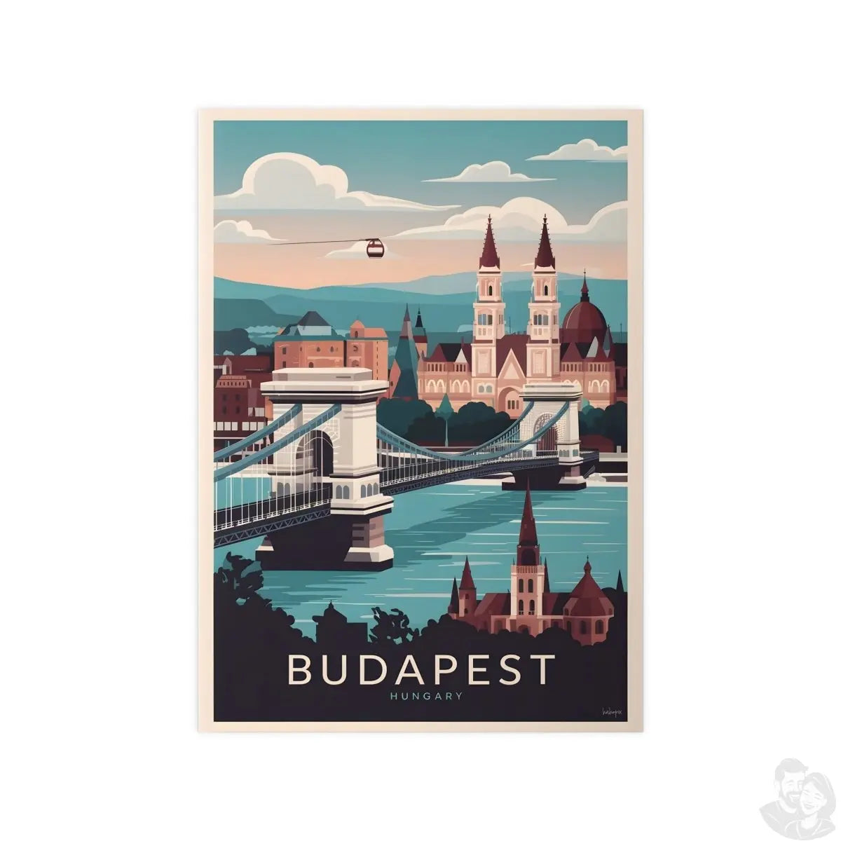 Budapest Reiseposter - Ungarische Hauptstadt Kunstdruck - Poster bei HappyHugPixels